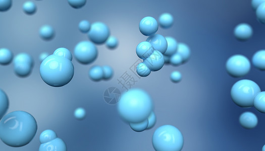 虚化蓝色背景3D分子小球背景设计图片