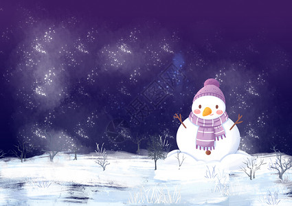 冬天紫色雪人设计图片