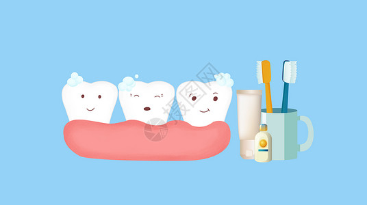 牙科LOGO口腔蛀牙细菌插画