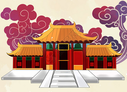 汉朝宫殿古代建筑插画