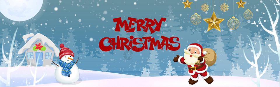 雪地老人圣诞节日背景素材设计图片