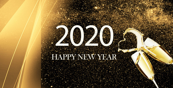 金色香槟2020新年快乐设计图片