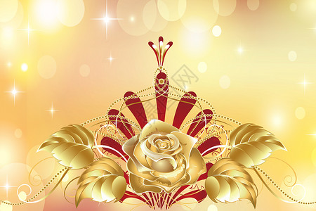 金色大气素材金色华丽玫瑰印花矢量图插画