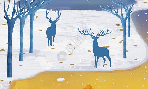 雪地里的麋鹿背景图片