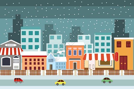 城市雪景背景图片