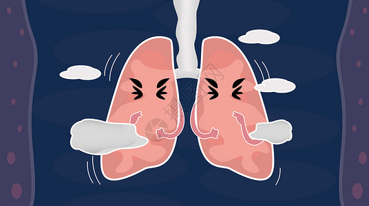 轻食生活呼吸困难的肺插画