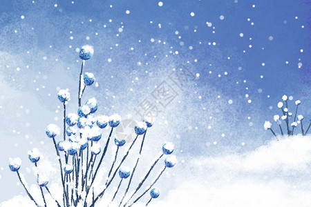 落雪的树枝冬季雪景插画插画