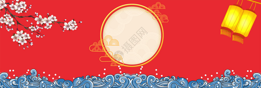红色中国风新年背景背景图片