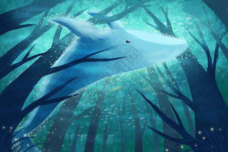 深海世界鲸鱼世界插画