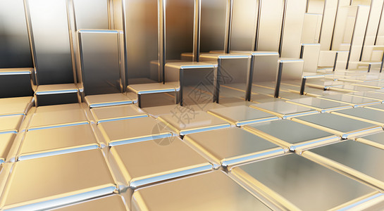 金属立方体3D立体金属空间背景设计图片