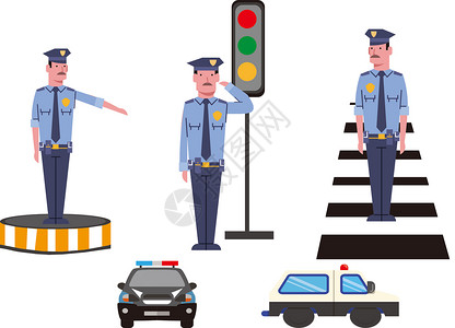 矢量扁平警察人物插画