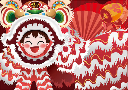 春节舞狮传统习俗高清图片素材