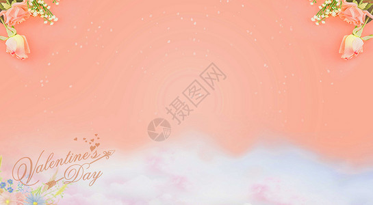 粉红玫瑰214浪漫情人节背景设计图片