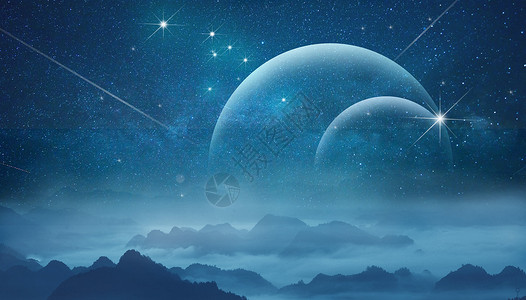 夜地球科幻星空背景设计图片