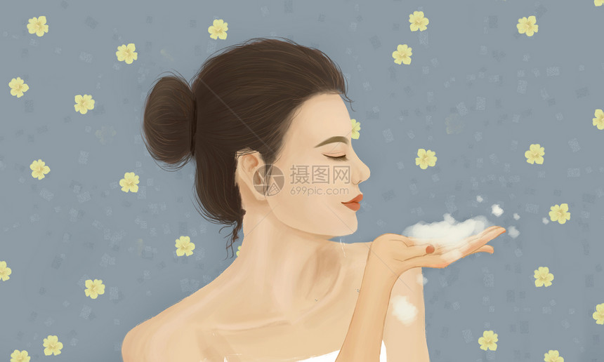 美女洗澡护肤图片