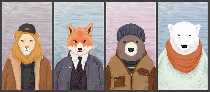 动物插画酷巴熊壁纸高清图片