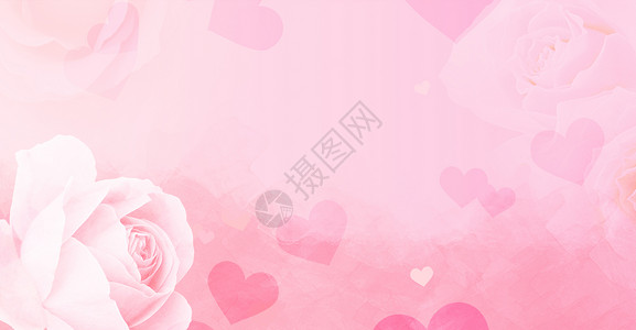 鲜花玫瑰花粉红色玫瑰浪漫情人节背景设计图片