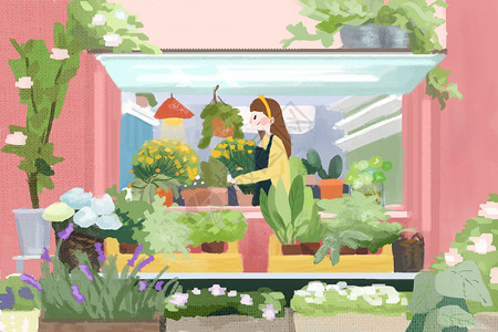 温暖的花店背景图片