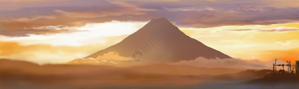 唯美富士山背景图片