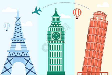 伦敦大本钟塔建筑魅力插画