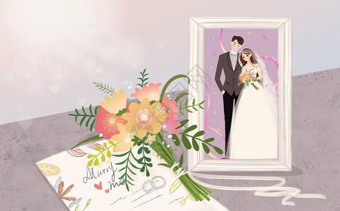 婚纱抠图恋人插画
