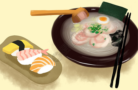 美食菜单三折页日本料理插画