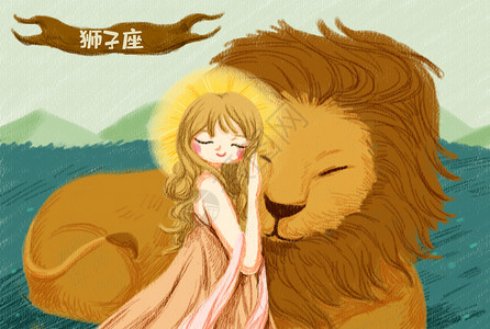 狮子座星座插画背景图片