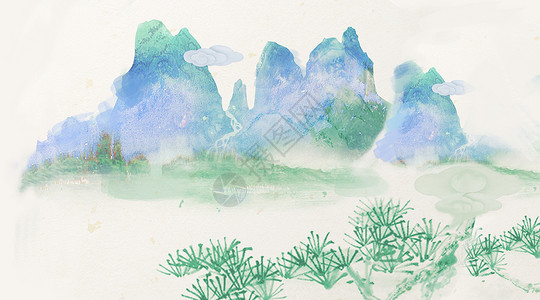 中国风唯美水彩画高清图片