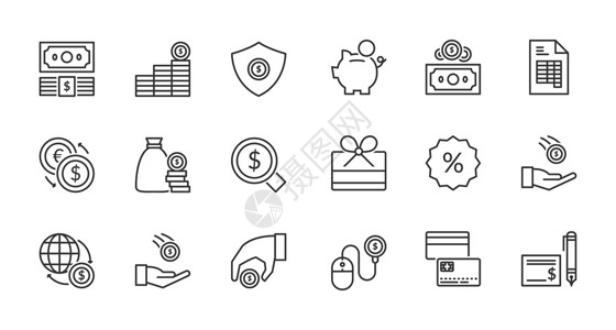支票设计金融图标插画