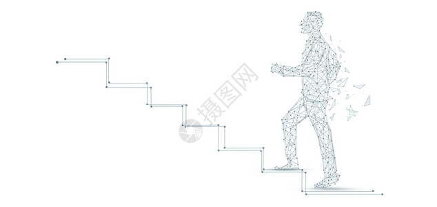 成功阶梯元素向阶梯上行走的人设计图片