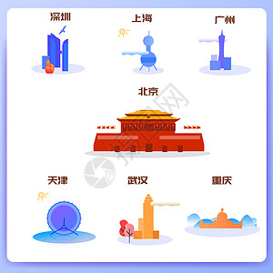 上海图标建筑物插画