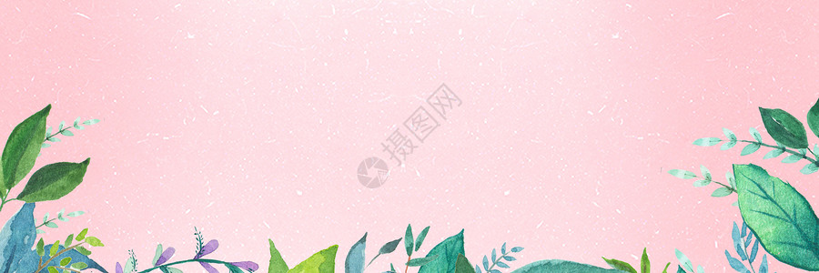 小清新粉色鲜花树叶背景图背景图片