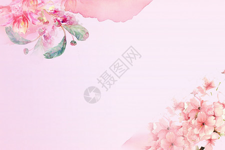 水彩花朵横幅小清新背景设计图片