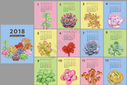 2018多肉植物日历背景图片