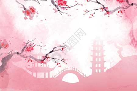樱花花枝小清新背景设计图片