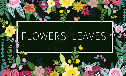 手绘花卉装饰框背景图片