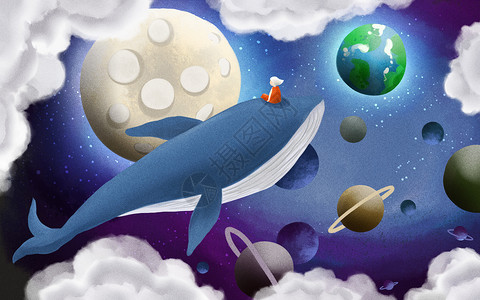 飞跃鲸鱼飞跃星球的鲸插画