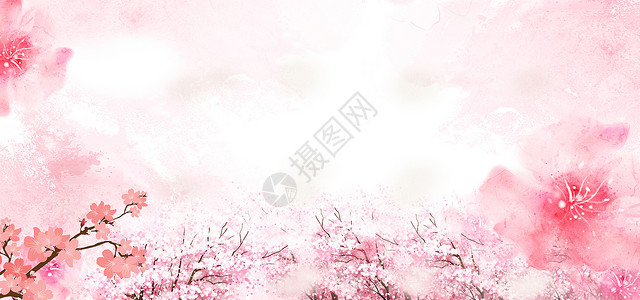 春季家装季粉红色樱花设计图片