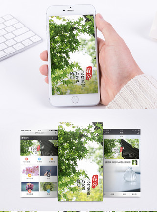 国风崛起春天日签手机海报配图模板