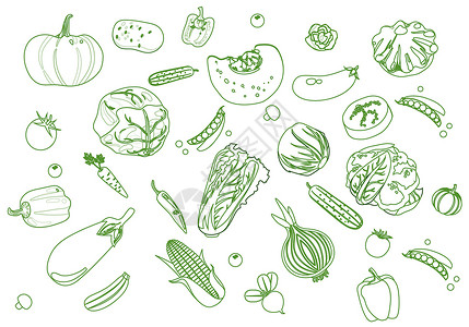 矢量图素材绿色手绘果蔬插画