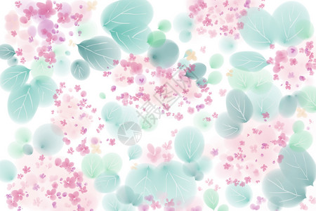 粉色赏桃花海报水彩花卉背景素材插画