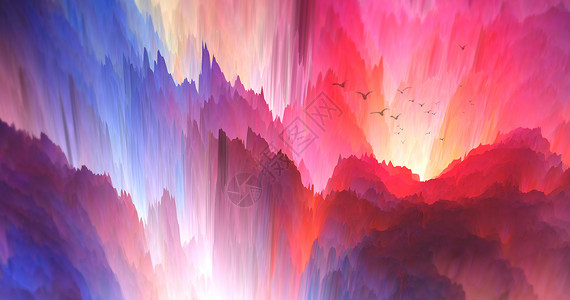 山川河海创意彩色山川背景设计图片