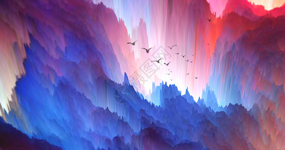 天空中飞鸟海创意山川峡谷设计图片