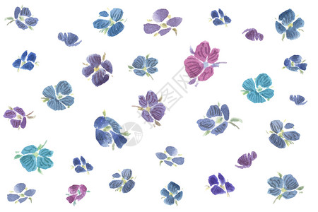 蓝紫色花卉水彩蓝紫色小花背景素材插画