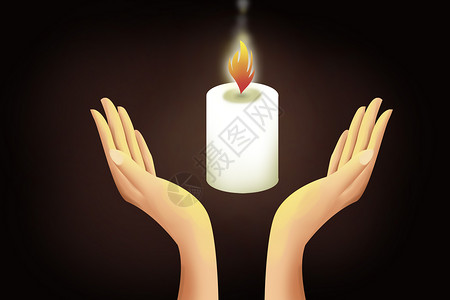 玉树地震周年祭祈祷蜡烛插画