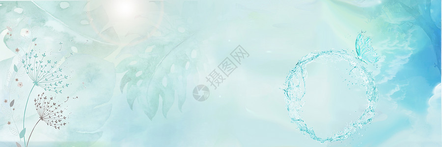 蓝绿色热带鱼美容护肤背景设计图片