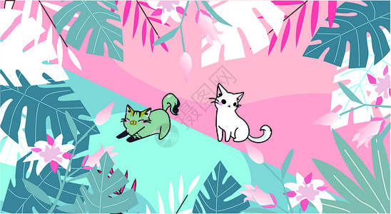 小猫花卉背景背景图片