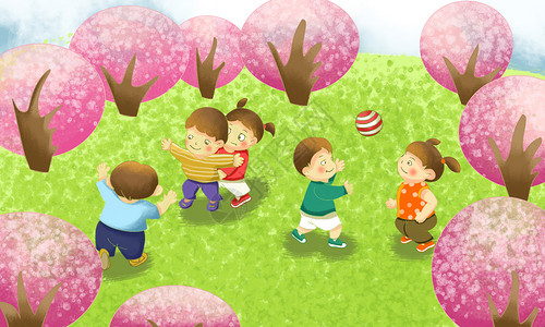 春游活动素材儿童户外活动插画