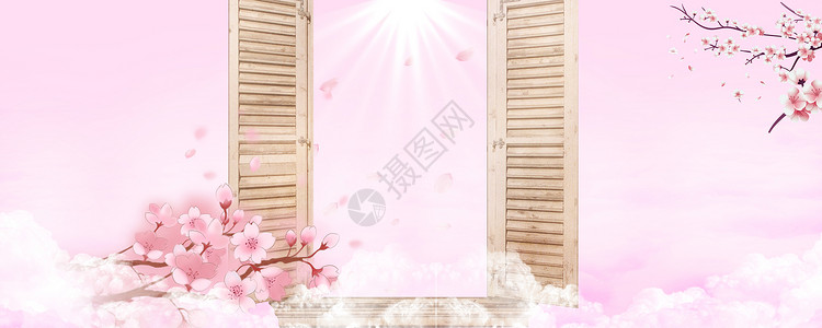 春夏新品促销春季清新粉色背景设计图片