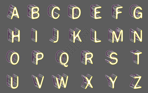 立体炫酷字母矢量立体三维字母插画